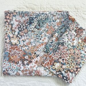 Pottery Barn Amelia Floral Organic Cotton Percale Duvet Cover Shams Full Queen